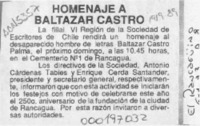 Homenaje a Baltazar Castro  [artículo].