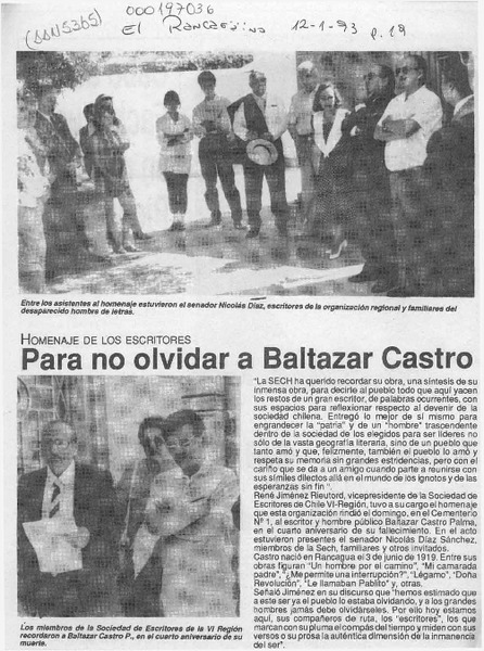 Para no olvidar a Baltazar Castro  [artículo].