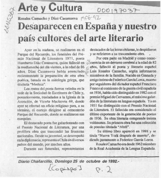 Desaparecen en España y nuestro país cultores del arte literario  [artículo].
