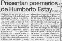Presentan poemarios de Humberto Estay  [artículo].