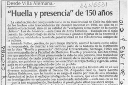"Huella y presencia" de 150 años  [artículo] Pedro Mardones Barrientos.