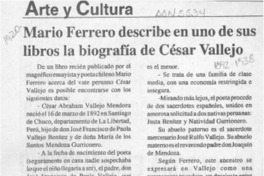 Mario Ferrero describe en uno de sus libros la biografía de César Vallejo  [artículo].