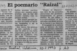 El poemario "Raizal"  [artículo] Genoveva Cepeda Guyot.