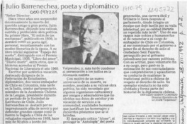 Julio Barrenechea, poeta y diplomático  [artículo] Osvaldo Godoy Cornejo.