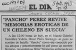 "Pancho" Pérez revive "Memorias eróticas de un chileno en Suecia"  [artículo].