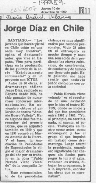 Jorge Díaz en Chile  [artículo].