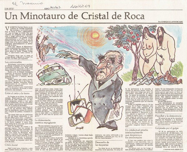Un minotauro de cristal de roca  [artículo] Enrique Lafourcade.