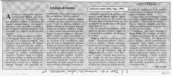 Antología de cuentos  [artículo] H. R. Cortés.