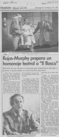 Rojas-Murphy prepara un homenaje teatral a "Il Bosco"  [artículo].