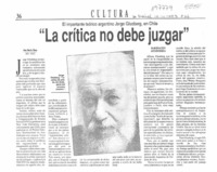 "La crítica no debe juzgar"  [artículo] Ana María Risco.