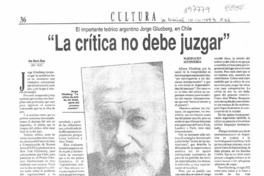 "La crítica no debe juzgar"  [artículo] Ana María Risco.