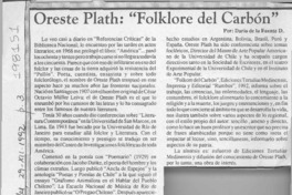 Oreste Plath, "Folklore del carbón"  [artículo] Darío de la Fuente.
