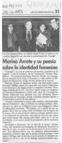 Marina Arrate y su poesía sobre la identidad femenina  [artículo].