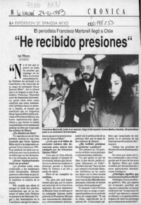 "He recibido presiones"  [artículo] Luis Vilanova.