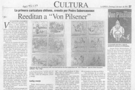 Reeditan a "Von Pilsener"  [artículo] Alejandra Gajardo.