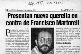 Presentan nueva querella en contra de Francisco Martorell  [artículo] C. A.