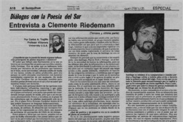 Entrevista a Clemente Riedemann  [artículo] Carlos A Trujillo.