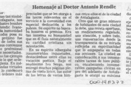 Homenaje al doctor Antonio Rendic  [artículo] Eric Carrera Aguirre.