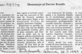 Homenaje al doctor Rendic  [artículo] Julio Rivera Manzo.