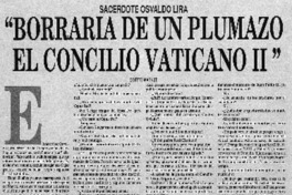 "Borraría de un plumazo el Concilio Vaticano II"