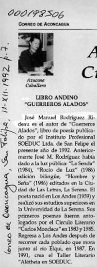 Libro andino "Guerreros alados"  [artículo] Azucena Caballero.