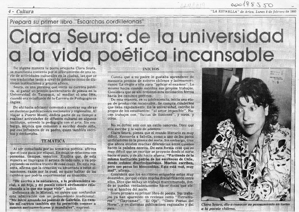Clara Seura, de la universidad a la vida poética incansable  [artículo].