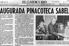 Inaugurada Pinacoteca Sabella  [artículo].