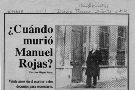Cuándo murió Manuel Rojas?  [artículo] José Miguel Varas.