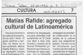 Matías Rafide, agregado cultural de Latinoamérica  [artículo] Amparo Pozo.