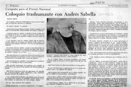 Coloquio trashumante con Andrés Sabella  [artículo] Alberto Carrizo.
