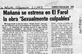 Mañana se estrena en El Farol la obra "Sexualmente culpables"  [artículo].
