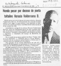 Hondo pesar por deceso de poeta taltalino Horacio Valderrama B.
