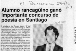 Alumno rancagüino ganó importante concurso de poesía en Santiago  [artículo].