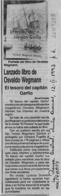Lanzado libro de Osvaldo Wegmann  [artículo] Manuel González.