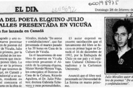 Obra del poeta elquino Julio MIralles presentada en Vicuña  [artículo].