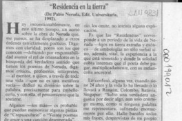 "Residencia en la tierra"  [artículo] H. R. Cortés.