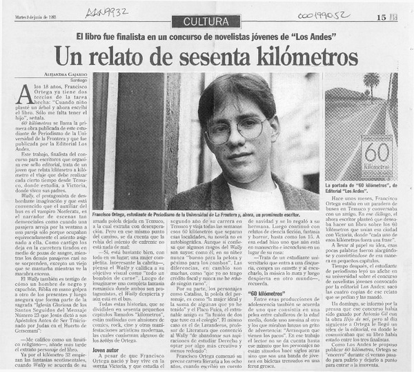 Un relato de sesenta kilómetros  [artículo] Alejandra Gajardo.