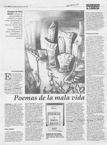Poemas de la mala vida  [artículo] Luis Ernesto Cárcamo.
