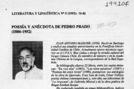 Poesía y anécdota de Pedro Prado (1886-1952)  [artículo] Juan Antonio Massone.