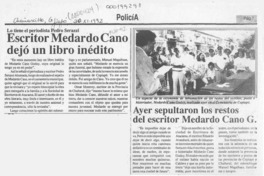 Escritor Medardo Cano dejó un libro inédito  [artículo].