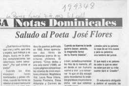 Saludo al poeta José Flores  [artículo] Juan Antonio Massone.