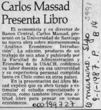 Carlos Massad presenta libro  [artículo].