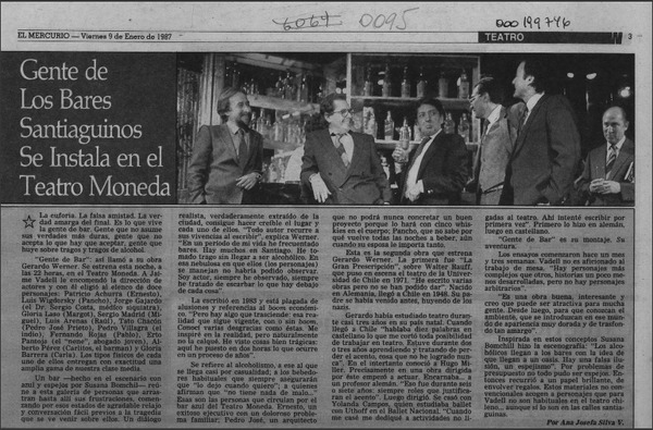 Gente de los bares santiaguinos se instala en el Teatro Moneda  [artículo] Ana Josefa Silva V.