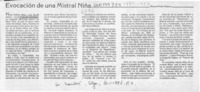 Evocación de una Mistral niña  [artículo] Manuel Peña Muñoz.