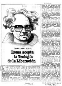 Leonardo Boff, Roma acepta la teología de la liberación  [artículo] Carlos Fazio Alasei.