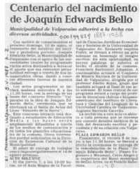Centenario del nacimiento de Joaquín Edwards Bello  [artículo].