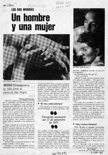 Un hombre y una mujer  [artículo] Guillermo Blanco.