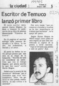 Escritor de Temuco lanzó primer libro  [artículo].