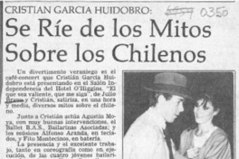 Cristián García Huidobro, se ríe de los mitos sobre los chilenos  [artículo].