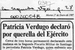 Patricia Verdugo declaró por querella del Ejército  [artículo].